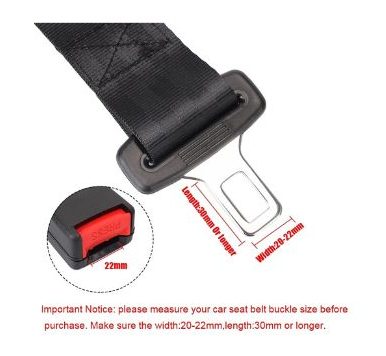 seat belt buckkle tongue measurement