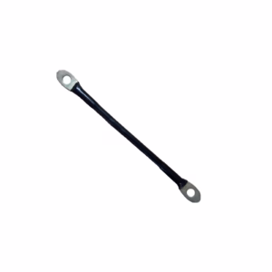 25cm silver seat belt wire stalk on white background &ndash; full length view showing both mounting holes.