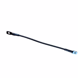 41cm silver seat belt wire stalk on white background &ndash; full length view showing both mounting holes.