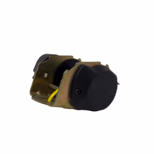 90/180 seat belt retractor on white background – front view showing mechanism and belt exit angle.