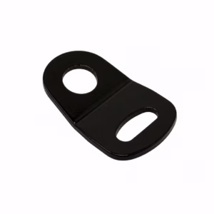 Large 15° cranked anchor plate on white background – front view showing gloss black finish and 14mm mounting hole.